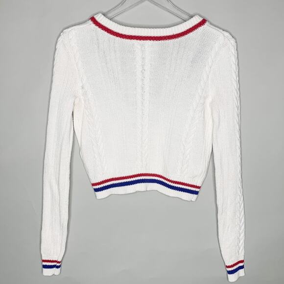 K Swiss x Forever 21 S Collaboration Cable Knit Tennis V Neck Sweater 90s - Picture 3 of 8